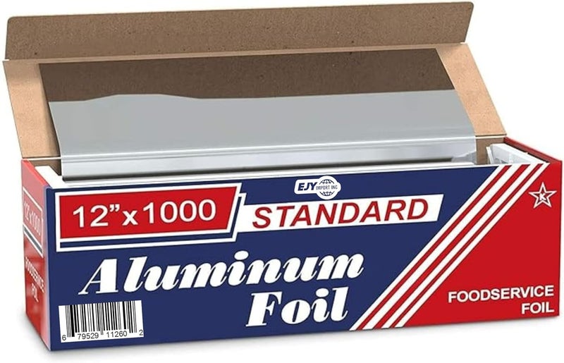 EJY IMPORT Standard Premium Aluminum Foil | 12”x1000 Feet Long | Industrial Size and Strength | Commercial Grade & Length Foil Wrap for Food Service Industry and Home Use| Strong Silver (1 Pack) - Image 1